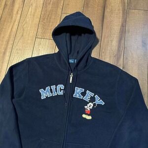 Vintage Disney Mickey Mouse Hoodie Sweatshirt Women's‎ XL Fleece Full Zip